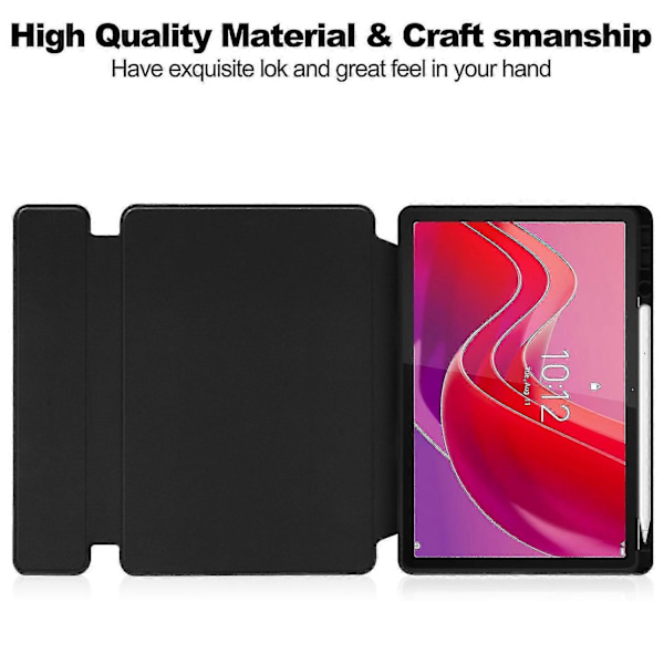 Kompatibel med Lenovo Tab M11 (Xiaoxin Pad 11 2024) Fodral PU+Akryl Tablet Ställ Skydd med Bluetooth Tangentbord-Perfet Black Style A Lenovo Tab M11 (Xiaoxi