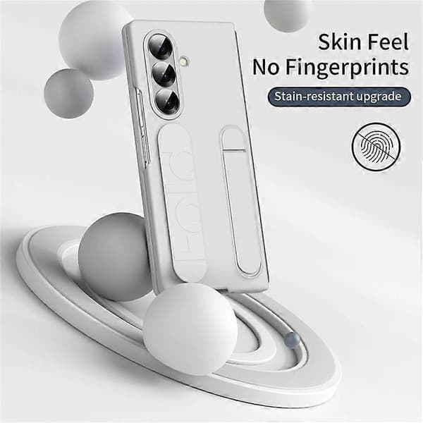 Kompatibel med Samsung Galaxy Z Fold7 5G Telefonfodral Ställ Handledsband PC Silikon Mobilskal - Perfekt White