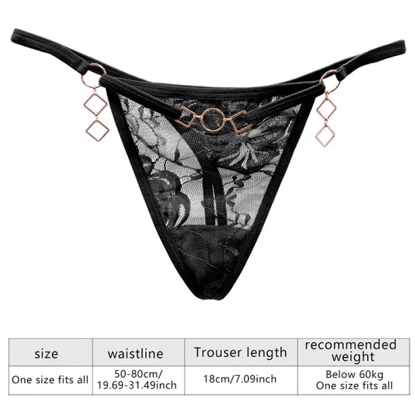 Naisten seksikäs geometrinen metalli G-string stringit T-selkä alusvaatteet Pan - Perfet Black