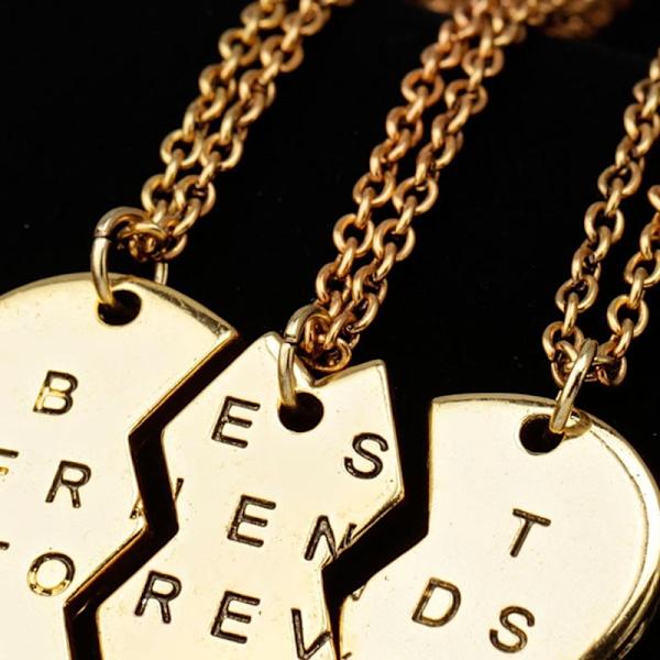 Muodikas 3-osainen Broken Heart -riipuskaulakoru - täydellinen Gold
