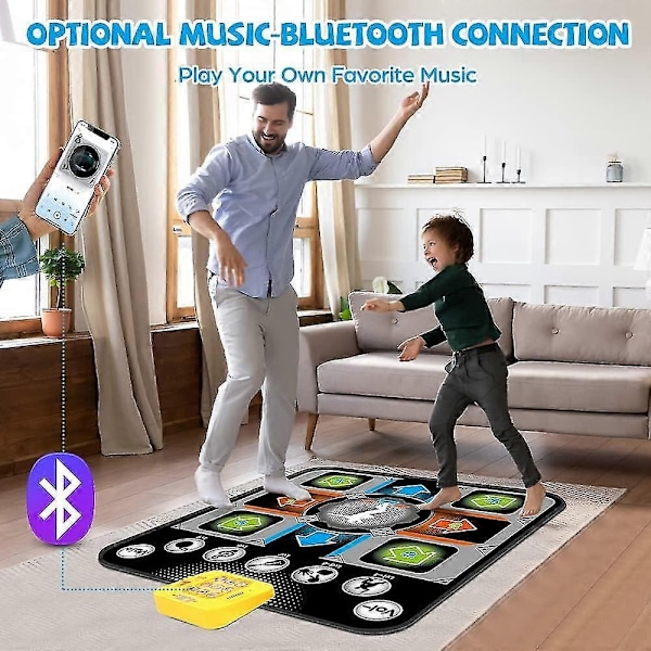 Dansematte, Dansespill Lekegave for Jenter og Gutter 3-12 år, Danseplate med Trådløs Bluetooth, 9 Utfordrende Spillmoduser - Perfekt Black