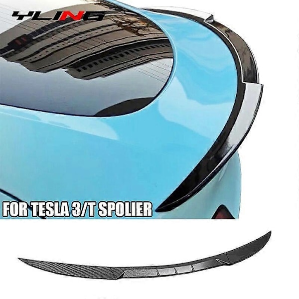 Passer for Tesla Model 3 Y Tilbehør Spoiler Bilstammer Spoiler ABS Karbonfiber Blank Svart Utseende Modifisert Motorsykkel Nakkestøtte - Perfekt Carbon look