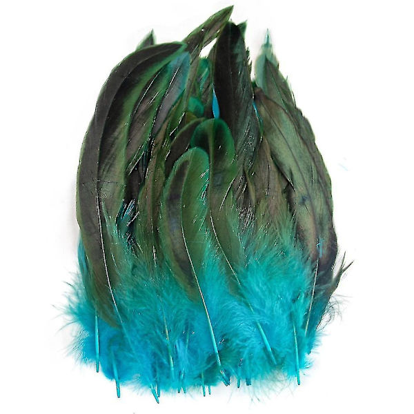 200 stk Naturlige Hanehale Fjer 13-18cm Hanefjer Sorte Fjer til Karneval Halloween Julehåndværk Dekoration-Perfet lake blue