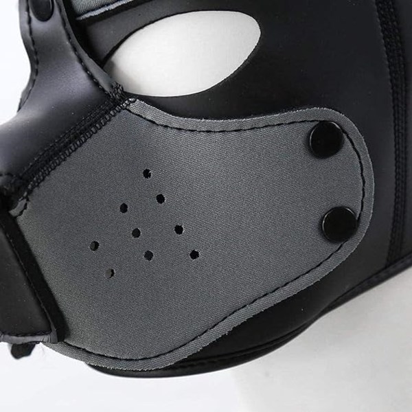 Dog mask, mjuk latex Pet Play Dog mask valp mask svart läder D - Perfet