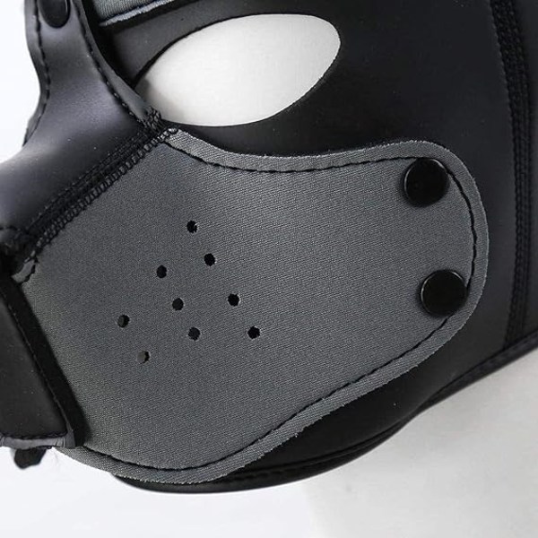 Hundemaske, blød latex Pet Play Hundemaske hvalpemaske sort læder D - Perfet
