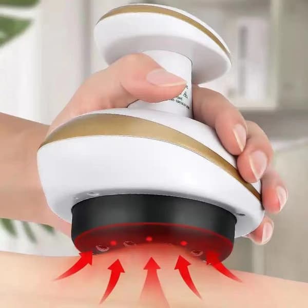 Fire-i-ett anti-cellulitt massasjeapparat: Gua Sha, elektrisk kopping, meridian mudring og varmeterapi massasje-YYANG