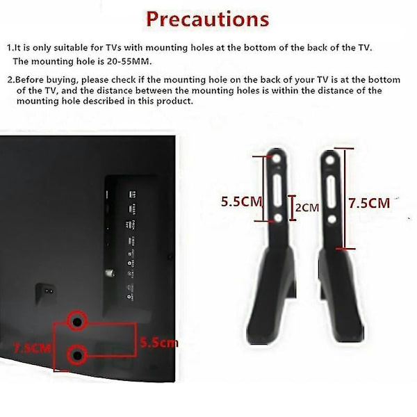Universal Tv Stand Base Bracket Til 32-65 tommer Samsung Vizio Sony Lcd Tv Ikke til Lg Tv Sort Tv Bracket Bordholder 2stk - Perfet