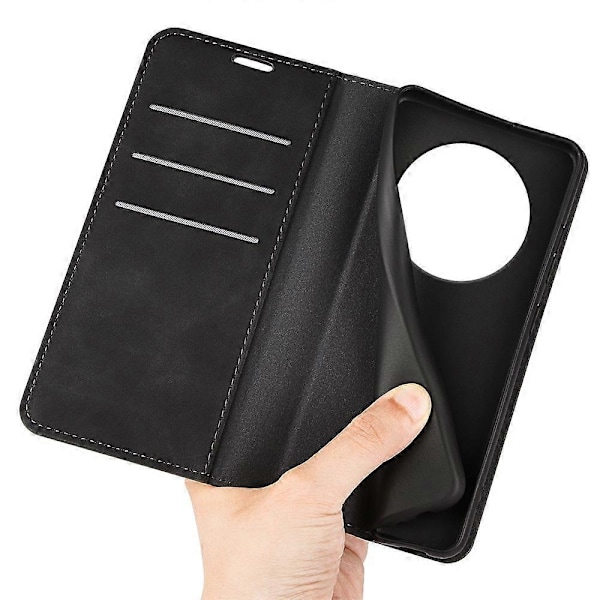 för Honor Magic7 Lite 5G/ X9c 5G Fodral Skinnkänsla Läder Plånbok Telefonfodral-Perfekt Black