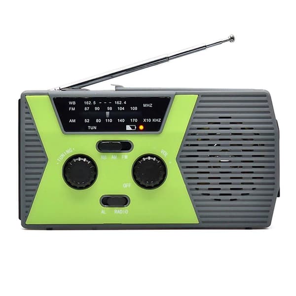 Håndsving radio Nødradio Solcelle powerbank 2000mAh - Perfet Grön