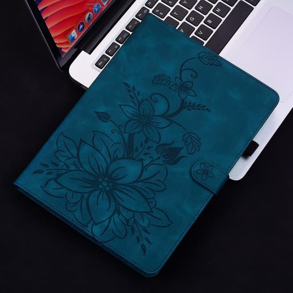 Preget skinnveske kompatibel med Samsung Galaxy Tab S9 / S9 FE - Perfekt Dark blue