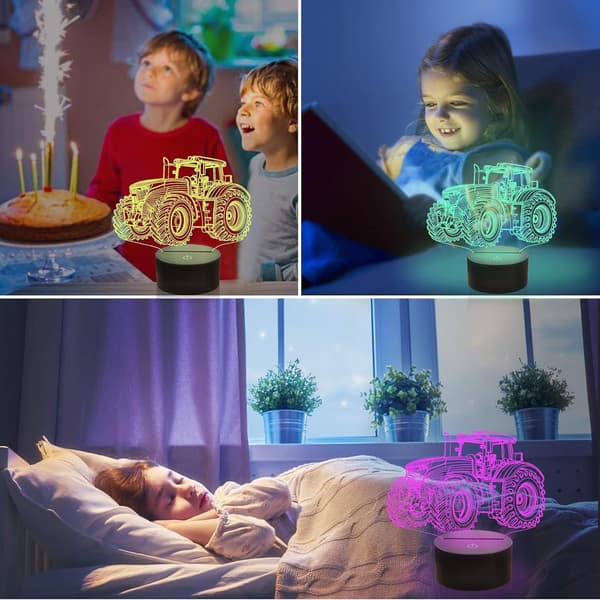 Traktor 3D Illusjonsnattlampe, Attivolife 16 Fargeendringer