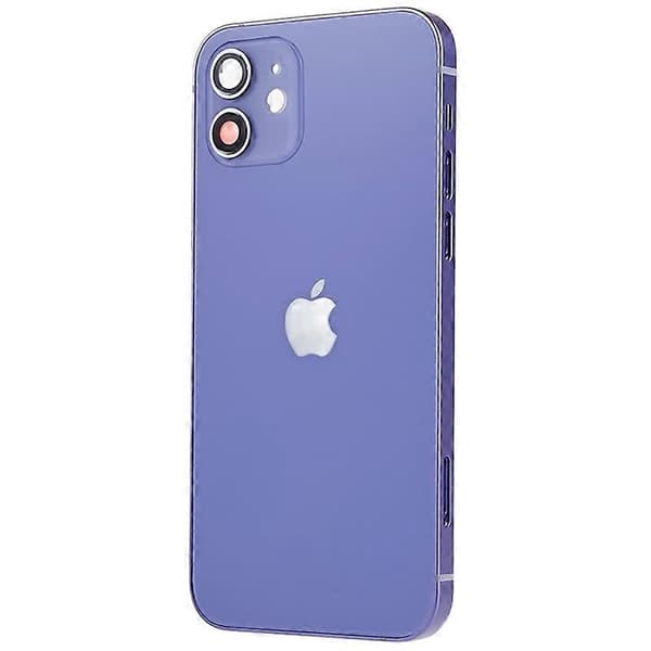Kompatibel med iPhone 12 6.1 tommer Bak Batteri Deksel + Midtre Plate Ramme + Sideknapper Erstatningsdel - Perfekt Style C