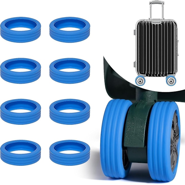 8 st. Resväskehjulsöverdrag, Resväska Skydd för Hjul, Silikon Resväska Spinner Hjulöverdrag, Minskar Buller - Perfekt Blue
