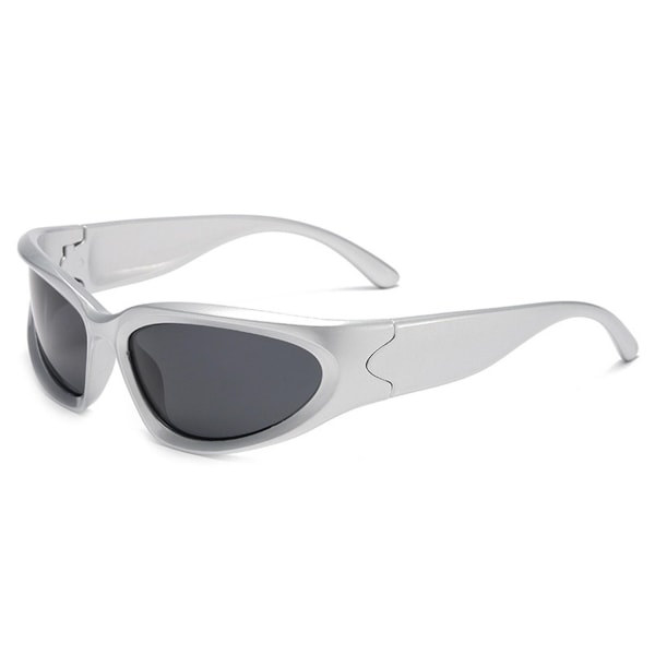 Sports Wrap Around Solbriller UV-beskyttelse Polariserte linser Unisex sportsbriller for kjøring - Perfet Silver-Grey