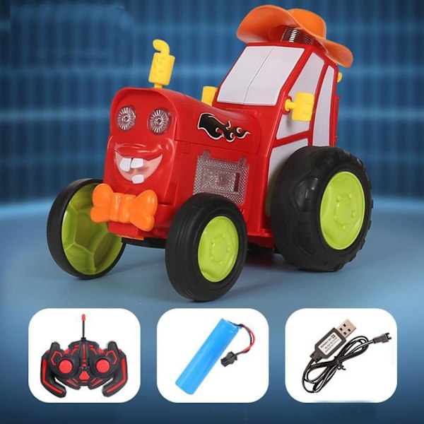 Crazy Jumping Car, 4WD Dobbeltsidig 360° Roterende RC-bil for Barn - Perfekt Red