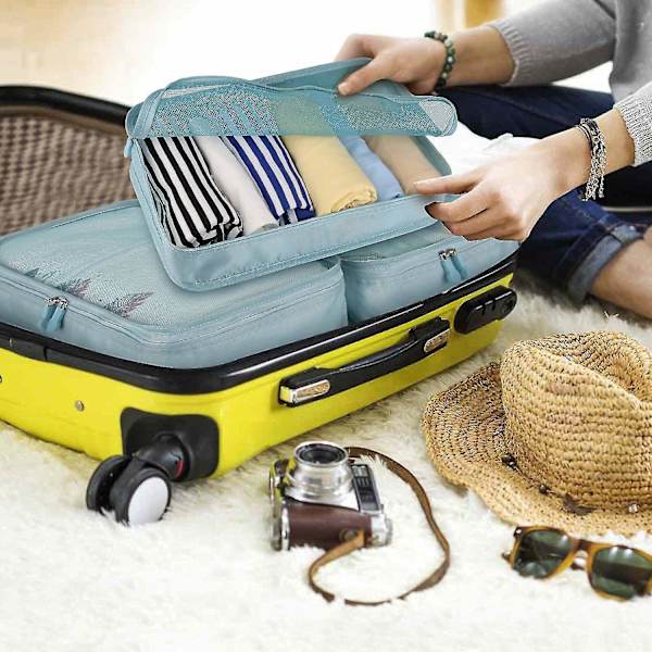 8-osainen Travel Cube taitettava laukkujärjestäjä Organizer ( sininen) Navy blue