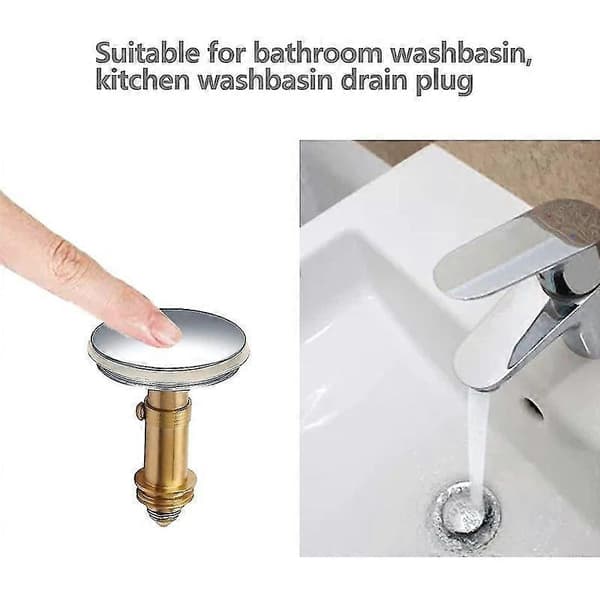 Universal Pop Up Vask Propp 38mm, Krom Pop Up Klikk Klakk Avløpsstopper for Kjøkken Baderom Vask - Perfekt