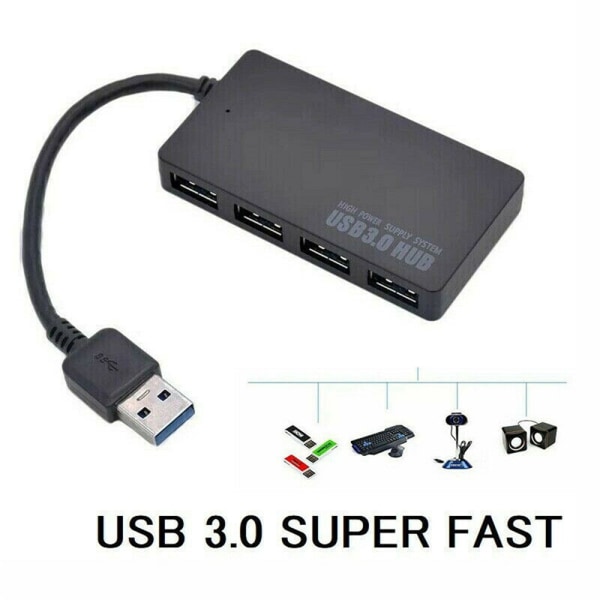 USB 3.0 -keskitin 4 portilla musta