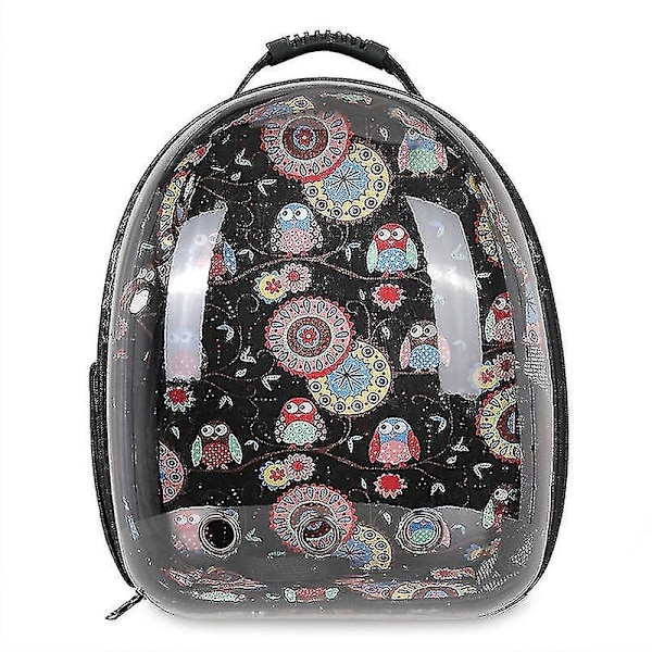 Cat Backpack Outdoor Pet Axelväska Andas Portabel Rese Transparent Bag Black Owl