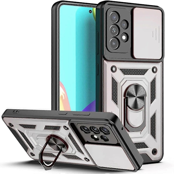 Armor Støtsikker Magnetisk Ring Stativ Holder Deksel for Samsung Galaxy S24 S23 S22 S21 Ultra S24 Plus S20FE Note 20 10 Linsebeskyttelse - Perfekt Silver For Galaxy S10