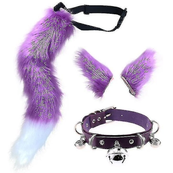 Häntä ja set, Long Fox Tail Cosplay tekoturkis Furry Fox Wolf Tail Kit - Purppura - Perfet