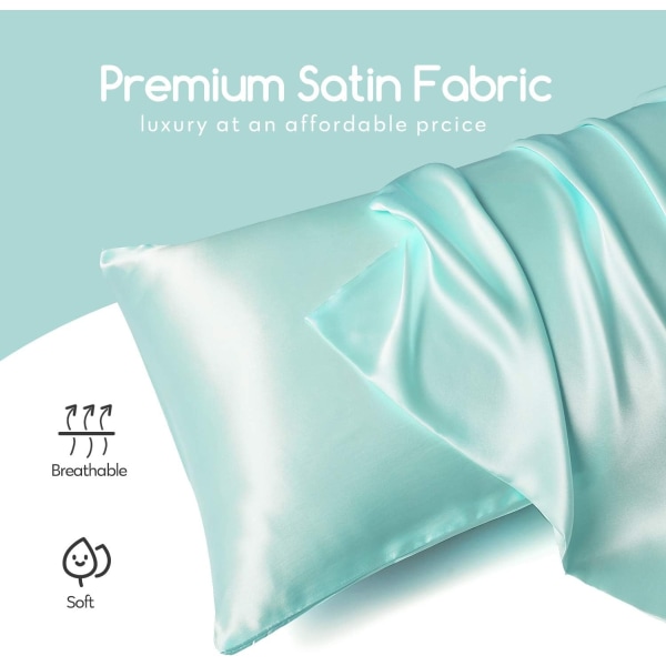 Silke Satin Pudebetræk 2-pak (uden fyldstof) - Perfet Turquoise 51X91cm