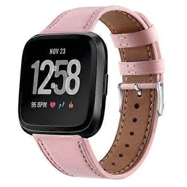Yhteensopiva Fitbit Versa 2 / Fitbit Versa / Fitbit Versa Lite -nahkakellon rannekkeen kanssa pyöreällä soljella - Perfet Pink
