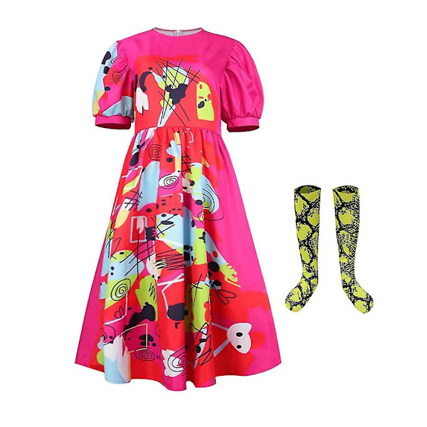 Kvindes Movie Weird Barbie Cosplay Kostumer Kjole og Strømper Halloween Karneval Kostume Fancy Dress Up-Perfet S