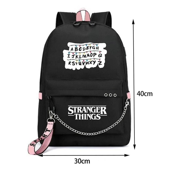 Stranger Things -teema Koululaukku USB latausreppu Lahjat - Perfet A