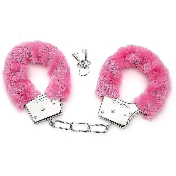Metallhandbojor med 2 Nycklar för Cosplay Polis Rollspel Leksak-Perfekt Pink