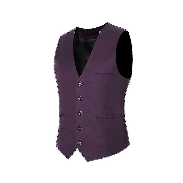 Herre V-hals dressertvest i ren bomull, smal passform, fire sesonger - Perfekt Dark Purple XL