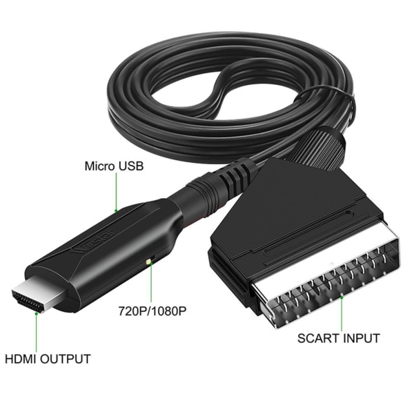 SCART till HDMI-omvandlarkabel 1080P/720P med USB kablar SCART I - Perfet