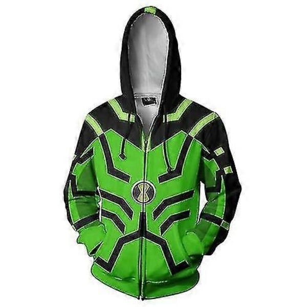 Game Ben 10 Alien Force Hoodie Halloween Cosplay Kostym Herr 3D Tryckt Höst Långärmad Huvad Jacka Dragkedja Sweatshirt - Perfekt 2 L