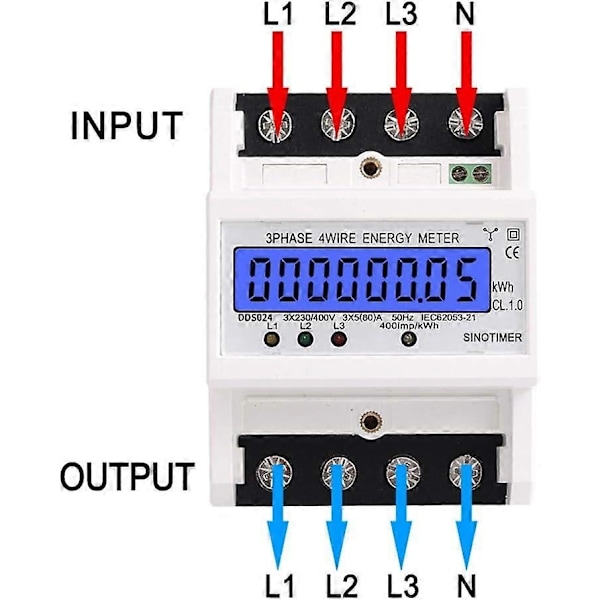 Digital elmåler Trefaset LCD-måler Trefaset 4-leder DIN-skinne måler AC-måler - Perfet