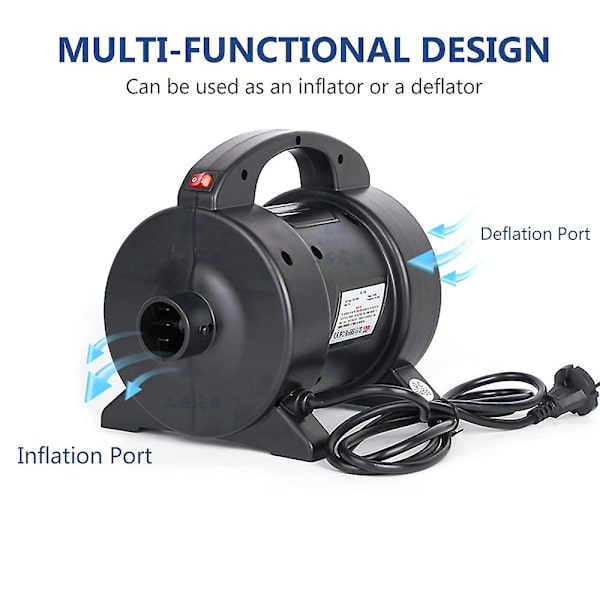 Bärbar 1600W Elektrisk Pump Luftmadrasspump Snabb Uppblåsning Elektrisk Luftpump Uppblåsare Avblåsare med 2 Munstycken för Luftmadrass Flotte Båt-Perfet EU Plug