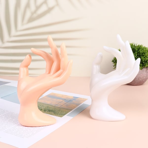 Nyhed OK Formet Stand Hånd Display Holder Til Ring Armbånd N - Perfet White