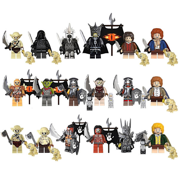 18 stk. Ringenes Herre Middelalder Riddere Minifigurer Legetøjs Sæt Antik Militær Rustning Orker Soldater Byggeklodser - Perfekt