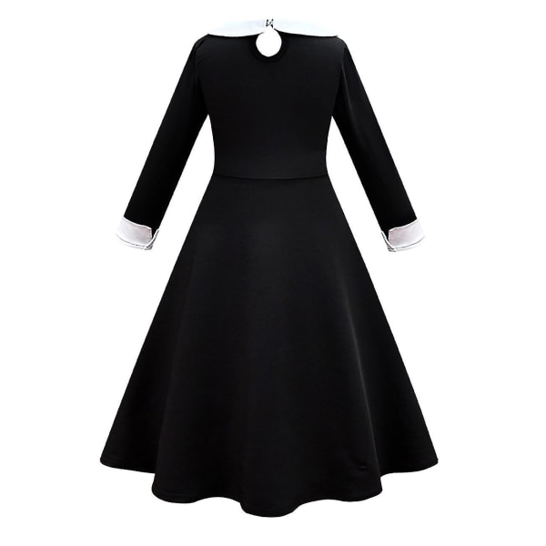 Adamsin perheen tytön keskiviikon cosplay-roolipeliasu – täydellinen Dress 110cm