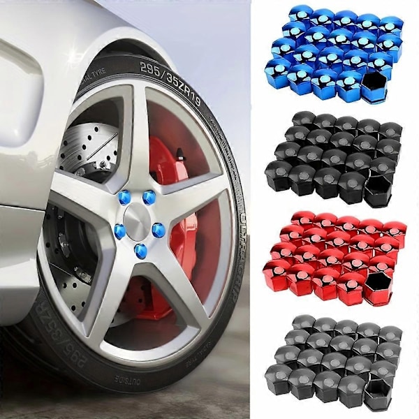 20 Stycken Skyddskåpor för Hjulmuttrar, Rostskydd, Hjulnavsmutter, Däckmutter, Exteriördekoration - Perfekt Electroplating Red 21mm