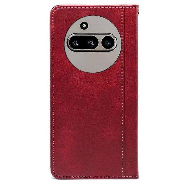 Yhteensopiva Nothing Phone (3a) -puhelimen kanssa Kotelo Piilotettu magneettisuljin Vasikannahka Teksturoitu nahkainen puhelinkotelo - Punainen-Perfet Red