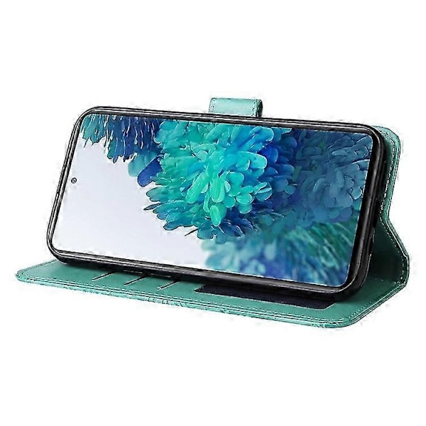 Kompatibel med Galaxy S20 FE / S20 FE 5G / S20 Lite Solros PU Läder Magnetiskt Plånboksfodral med Ställ - Perfekt Green