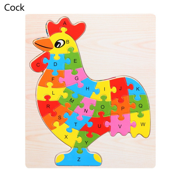 Træ alfabet puslespil dyre puslespil legetøj COCK - Perfet