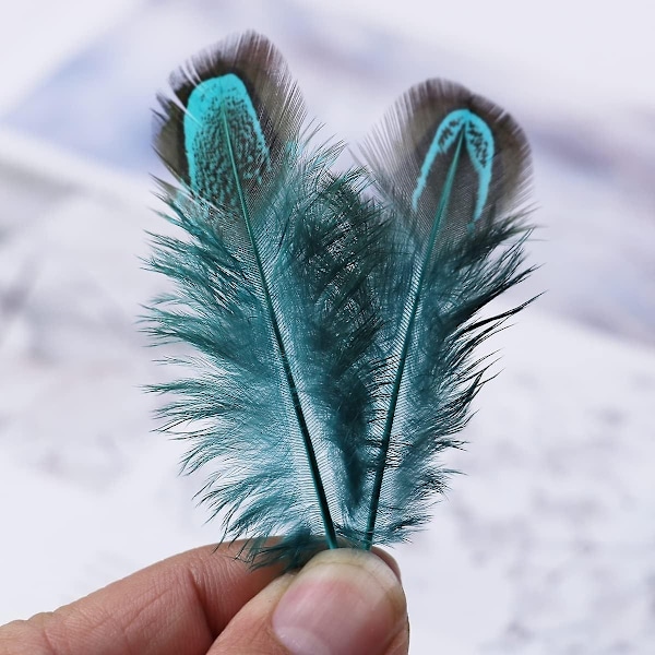 100 stk. 5-7,5 cm Påfugleblå Fasanfjer Bulk Forskellige Farver Naturlige Fjer Håndværk Tøj Hat Syning Dekoration - Perfekt
