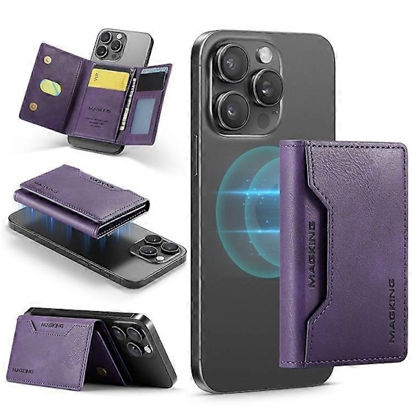MAGKING K2 Kickstand Magneettinen Korttikotelo Yhteensopiva MagSafe RFID Puhelinlompakon kanssa - Täydellinen Purple