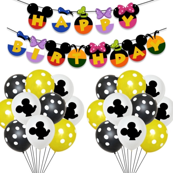 Grattis på födelsedagen Pigg Minnie Mouse Ballonger Banners Bunting - Perfet Mickey Mouse Theme3