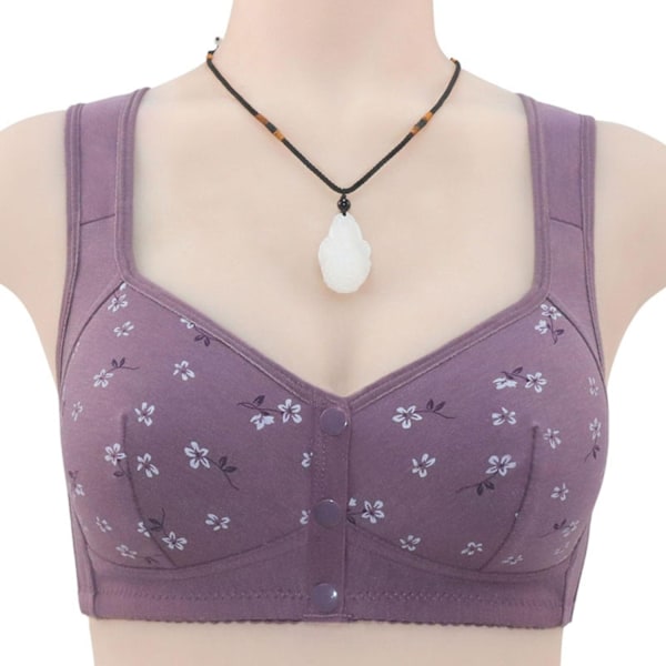 Stålringfri BH med frontknapp Pustende Camisole Bralette for Kvinner - Perfekt Purple 40 90