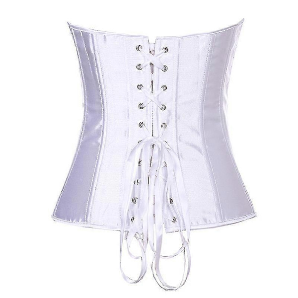 Mimigo Naisten Bustier-Korsetti Yläosa Seksikäs Alusvaatesetti Musta Satiini Vyötärön Kiristäjä-Täydellinen 3XL WHITE