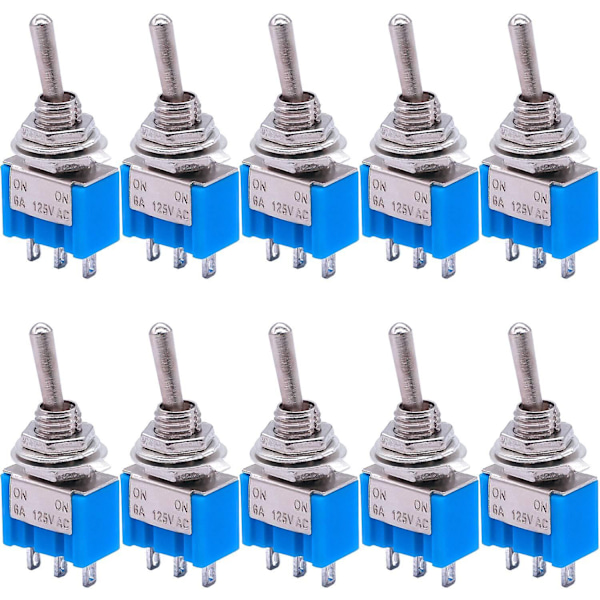 10 st SPDT Mini vippströmbrytare 3-Pin 2 Lägen PÅ/PÅ Miniatyr vippströmbrytare 6A 125V AC vippströmbrytare - Perfekt