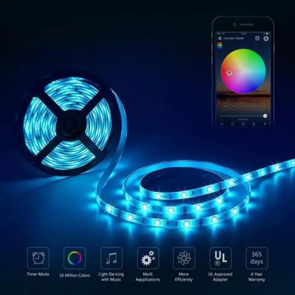 5 m:n RGB LED-nauha/valorengas/LED-nauha Bluetooth APP - Täydellinen 5M