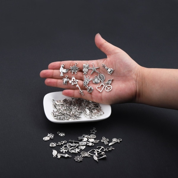 100 st Silver Charms Hängen för DIY smycken tillbehör Silver - Perfet